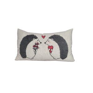Isaac Mizrahi Embroidered Decorative Throw Pillow Hedgehogs In Love Valentine's